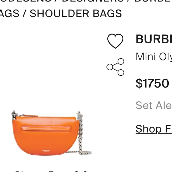 Burberry Mini Olympia Leather Shoulder Bag in Orange - Picture 15 of 16